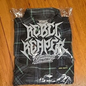 DIXXON Black and Green Plaid Button Down Shirt. Not A Dixxion